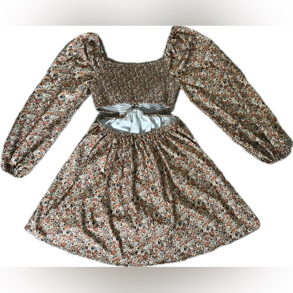 Vici Sage Orange Floral Cut Out Dress - Picture 6 of 7